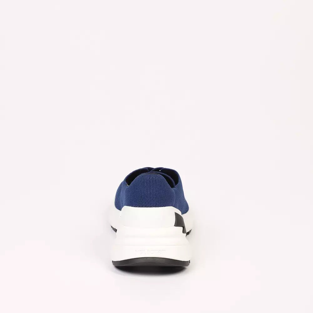 Blue Textile and Leather Sneaker