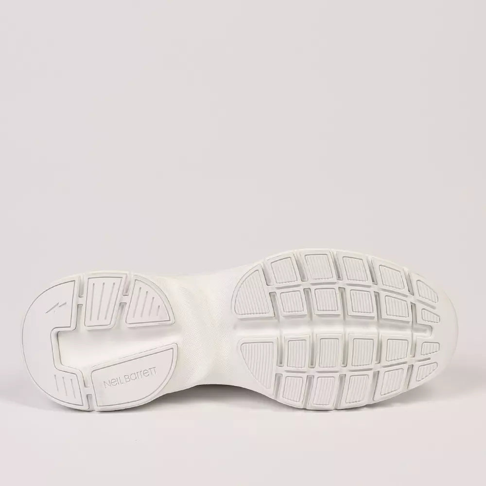 White Textile and Leather Sneaker