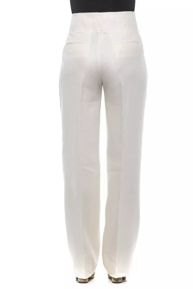Beige/White Flax Jeans & Pants