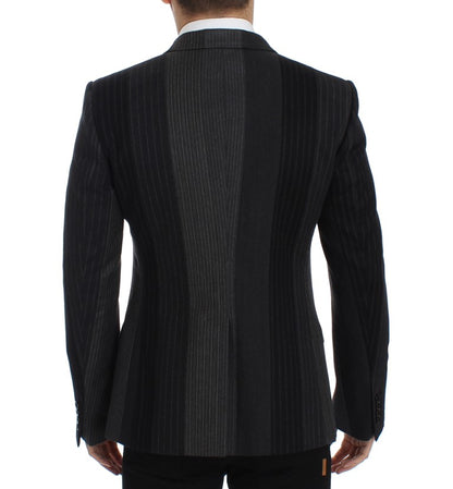 Gray striped wool stretch blazer