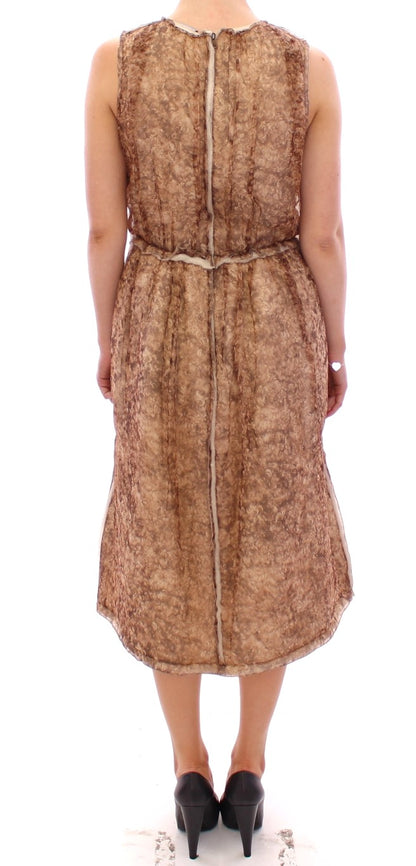 Brown sleeveless silk dress