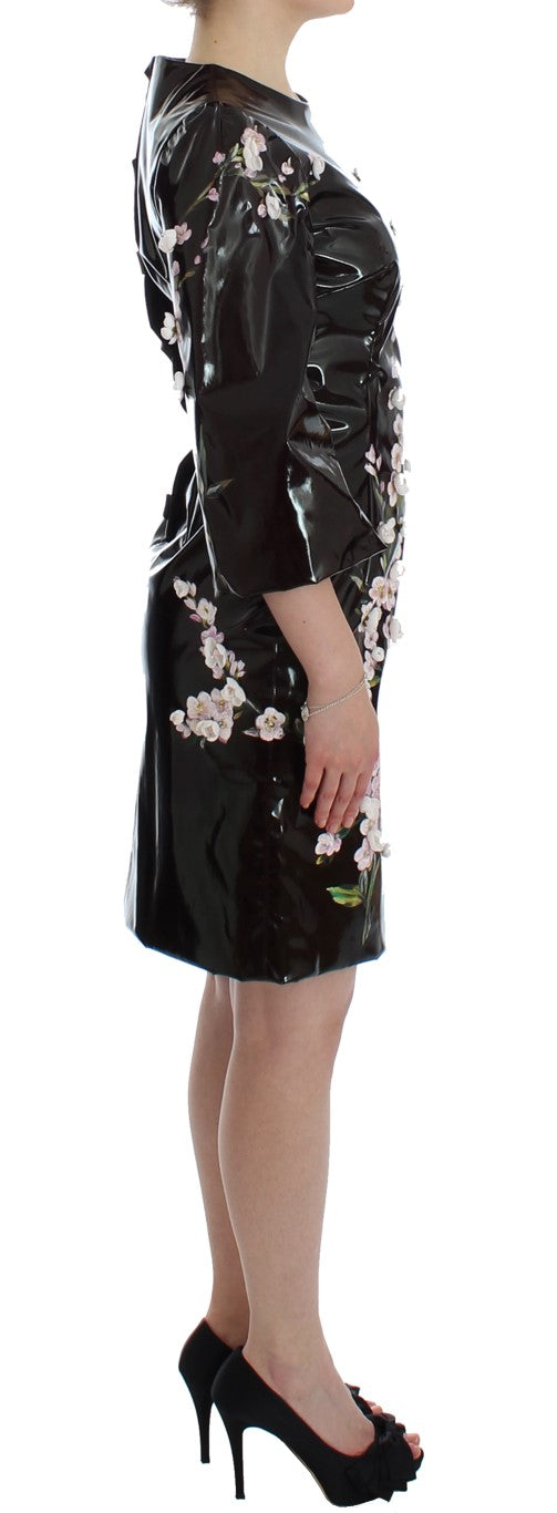 Black floral 3/4 Sleeve sheath dress