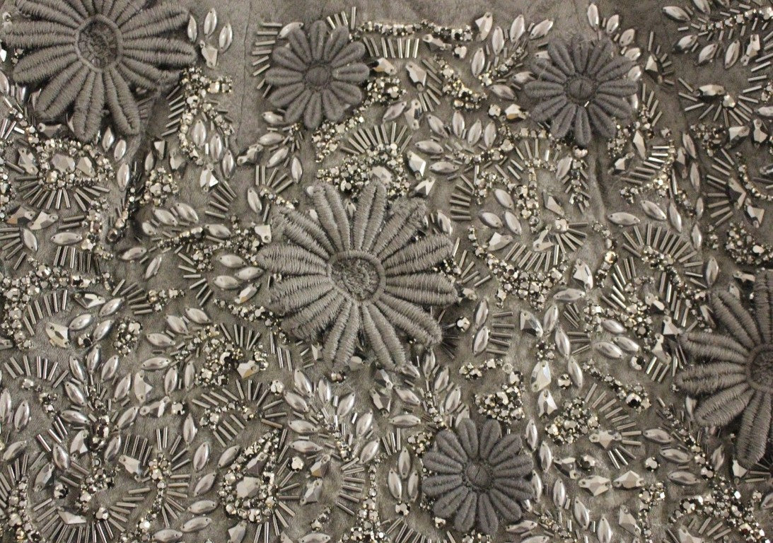 Black floral crystal embedded dress
