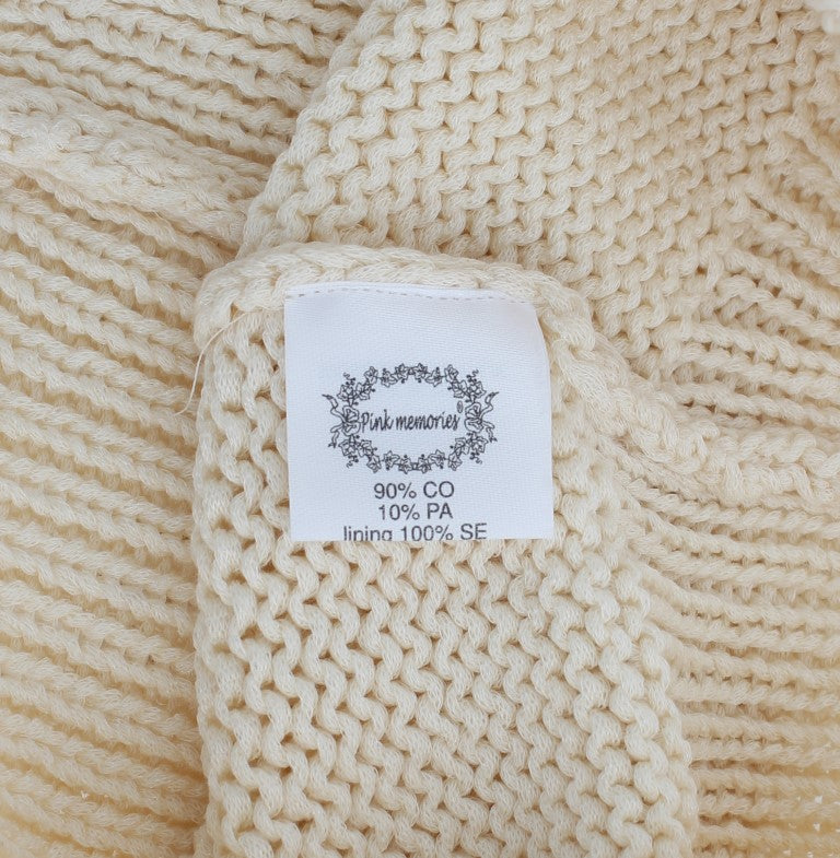 Beige Cotton Blend Knitted Sleeveless Sweater