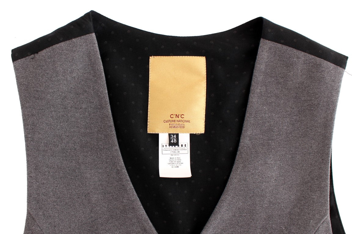 Gray cotton blend casual vest