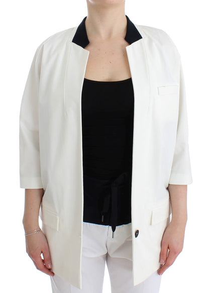 White Cotton Blend Oversized Blazer Jacket