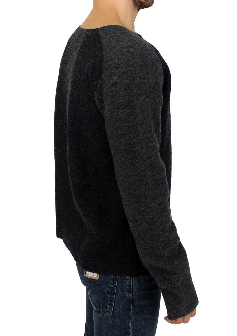 Gray wool crewneck sweater