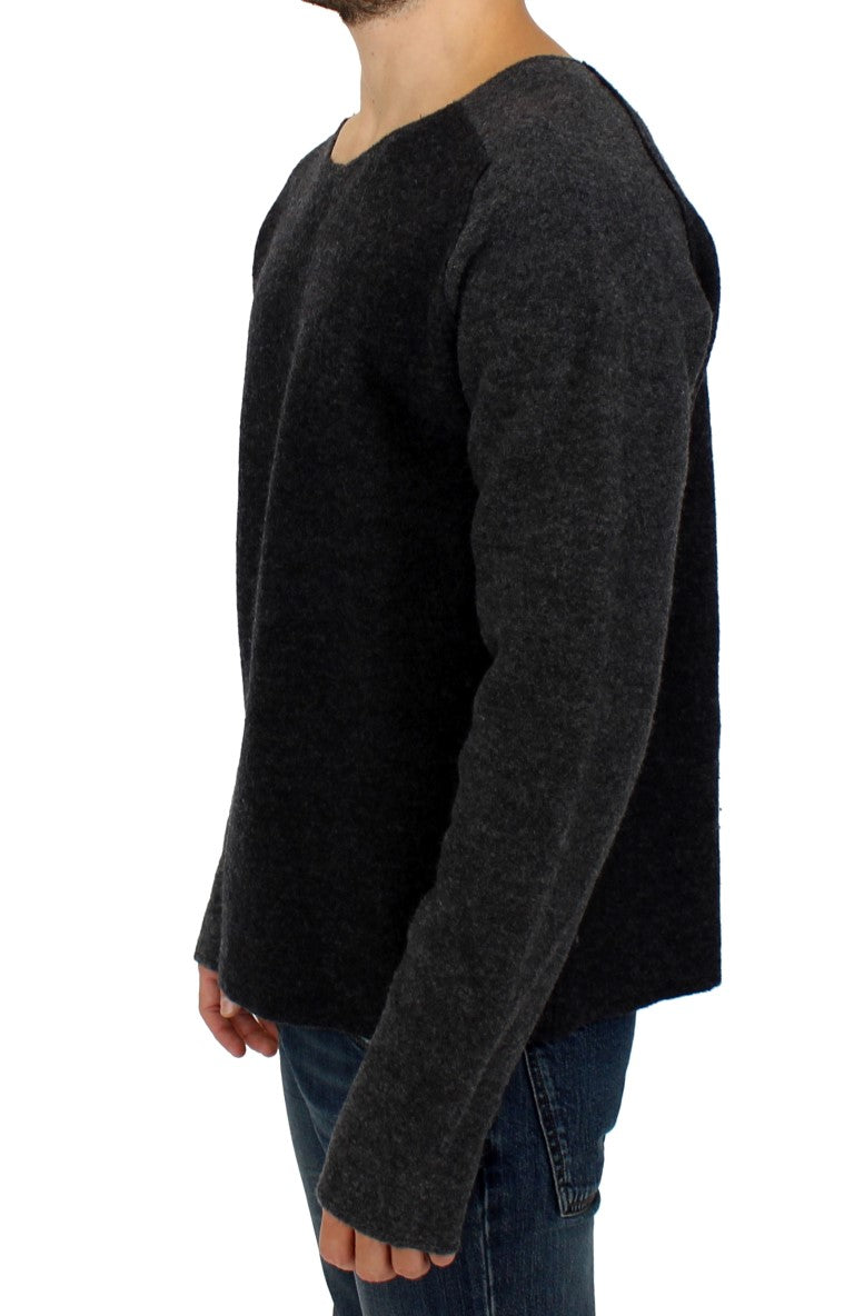 Gray wool crewneck sweater