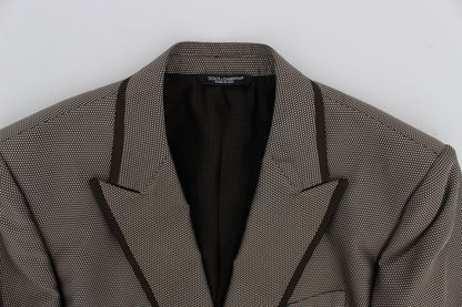 Brown Slim Fit Silk Two Button Blazer