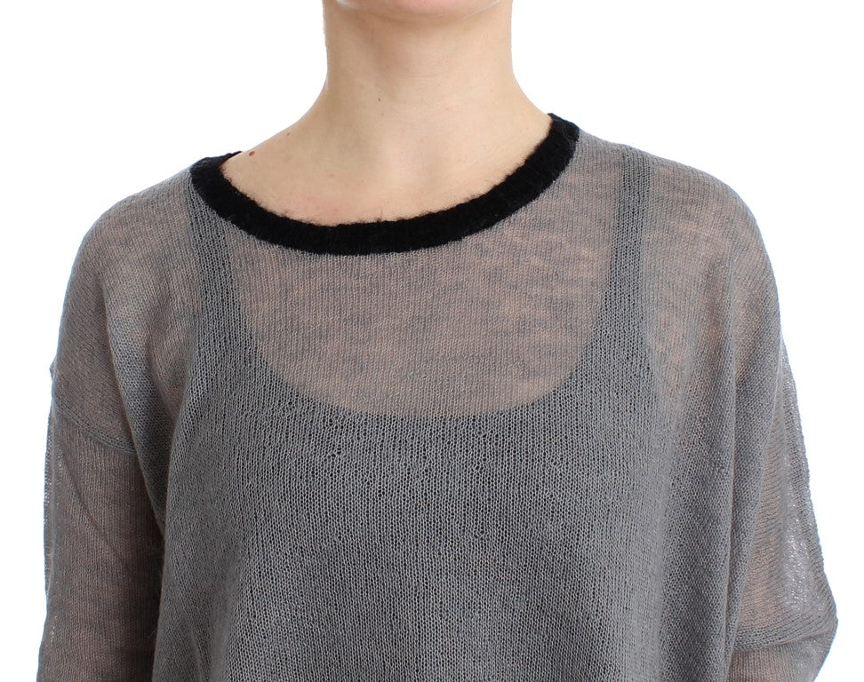 Gray embellished asymmetric sweater