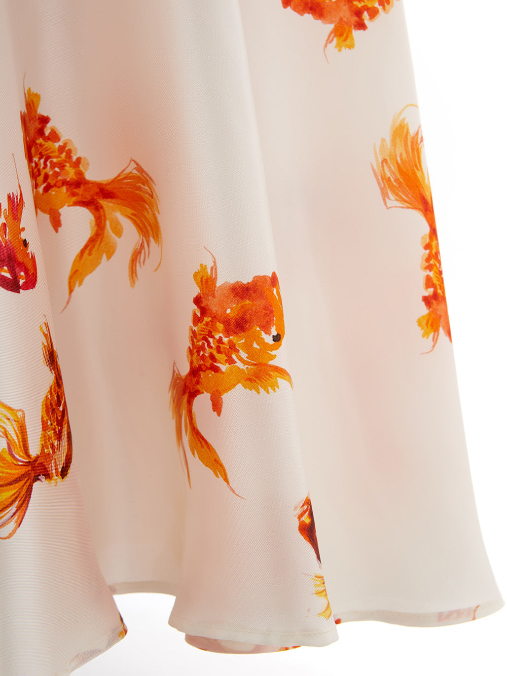 White Orange Printed Viscose Flared Skirt