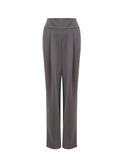 Wool Grey High Waist Palazzo Trousers