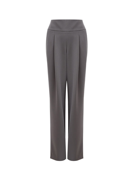 Wool Grey High Waist Palazzo Trousers