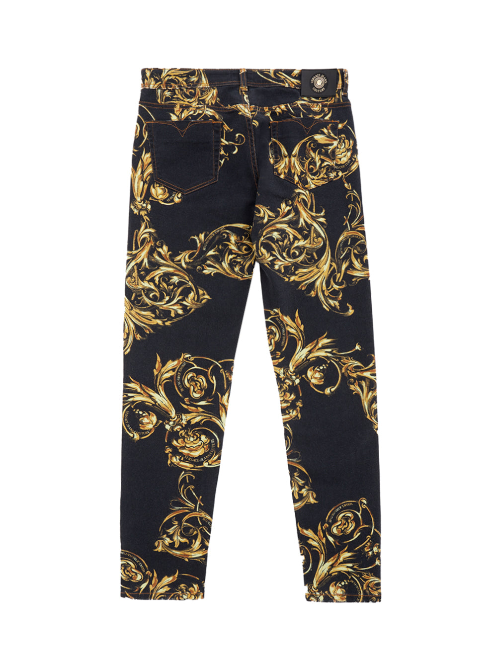 Baroque Printed Allover Denim Five Pockets Jeans