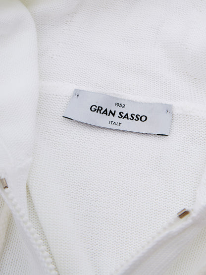 White Cotton Hooded and Full Zip Sweater