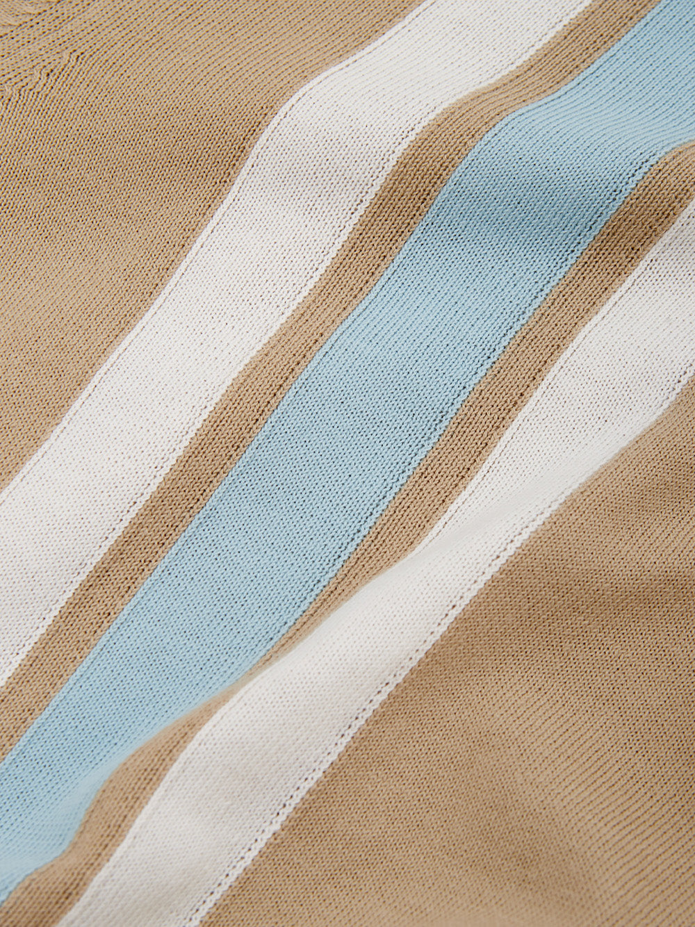Beige Cotton Polo Shirt with Contrasting Stripes