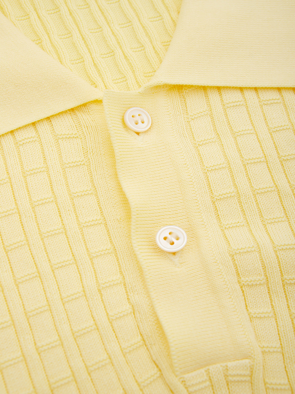 Yellow Cotton Polo Shirt knitting effect