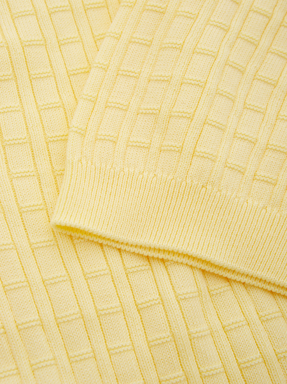 Yellow Cotton Polo Shirt knitting effect