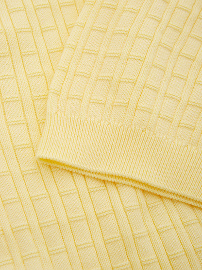 Yellow Cotton Polo Shirt knitting effect