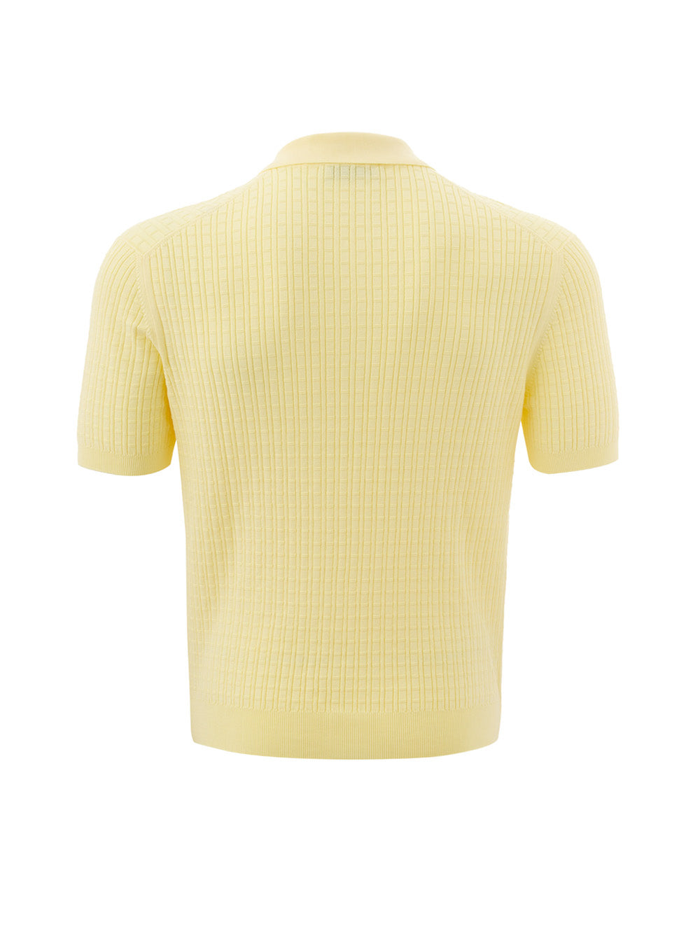 Yellow Cotton Polo Shirt knitting effect