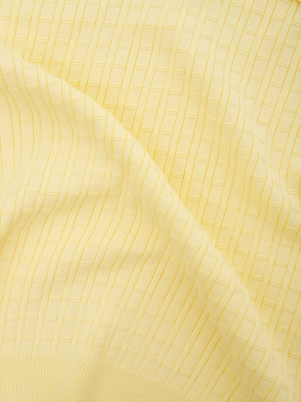 Yellow Cotton Polo Shirt knitting effect