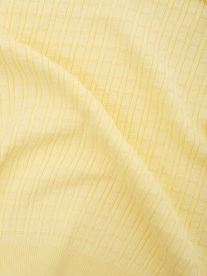 Yellow Cotton Polo Shirt knitting effect