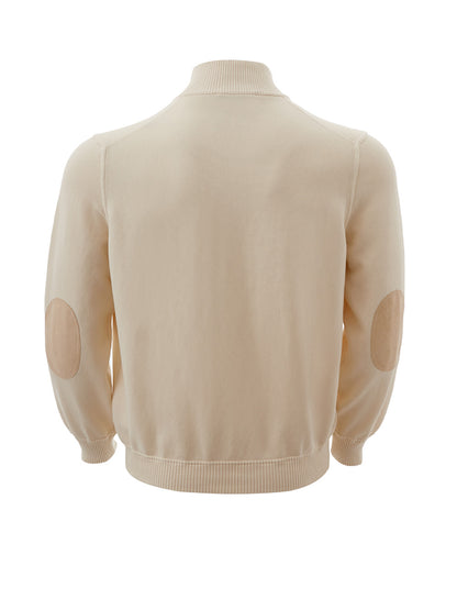 Beige Full Zip Sweater with Pockets