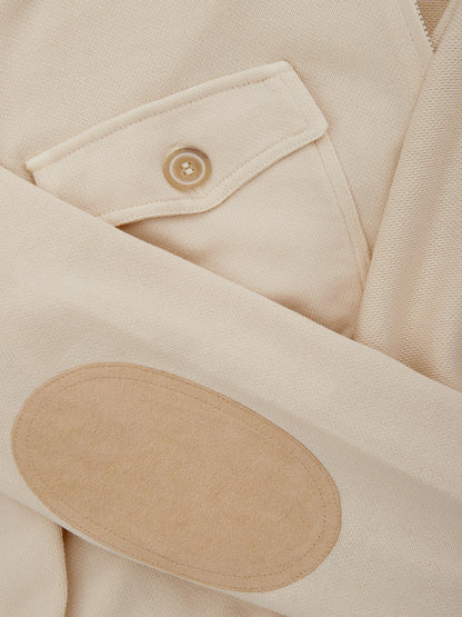 Beige Full Zip Sweater with Pockets