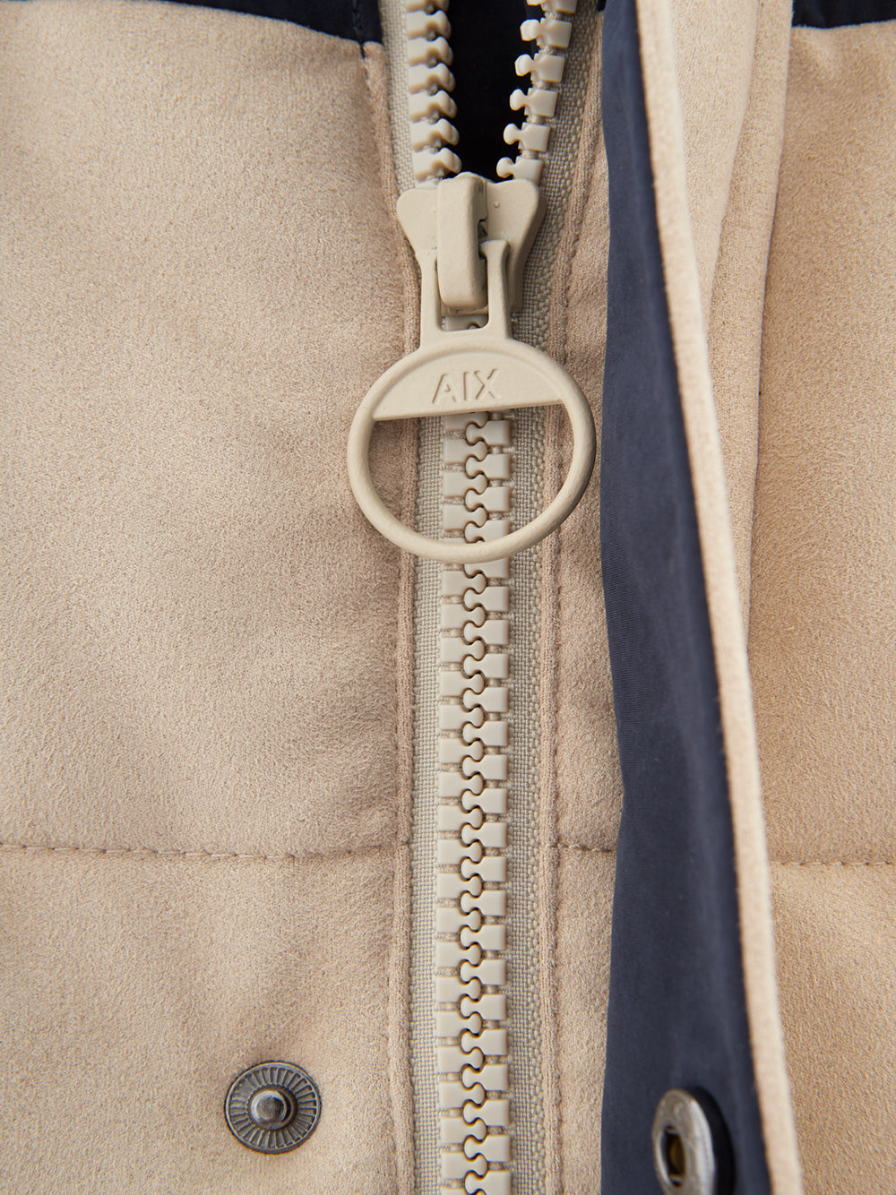 Beige Puffy Jacket with Velvet Effect