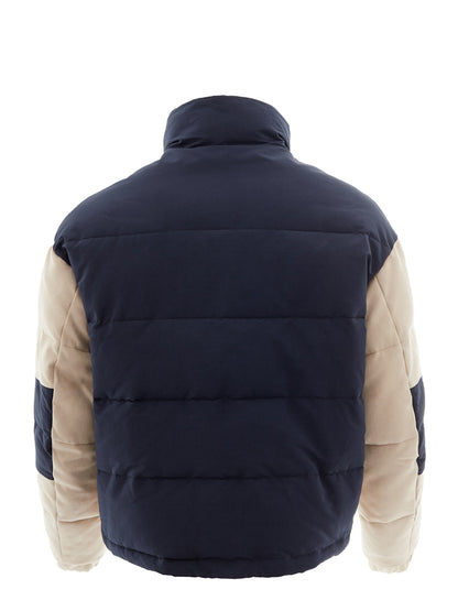 Beige Puffy Jacket with Velvet Effect