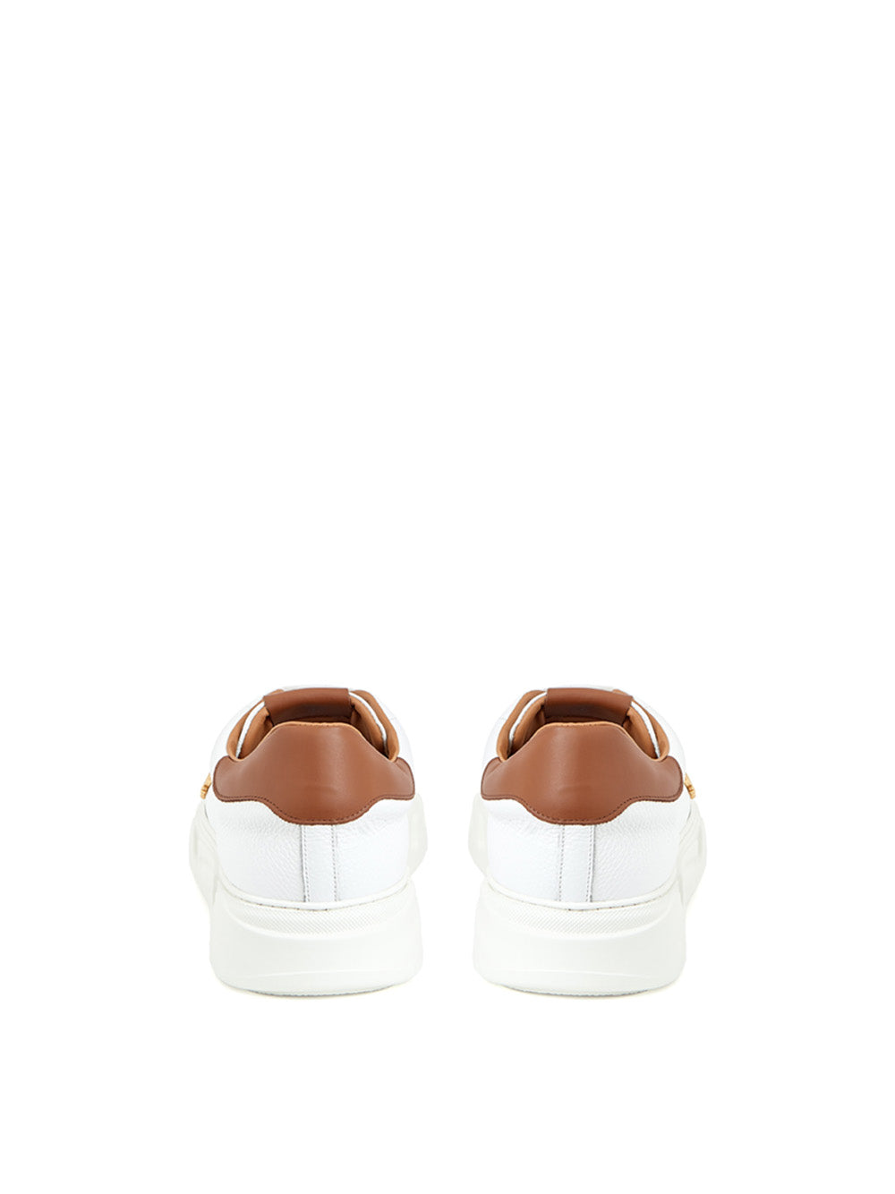 White Leather Sneakers with Gold Logo