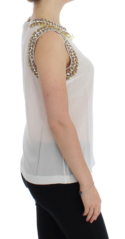 White crystal embellished tank top