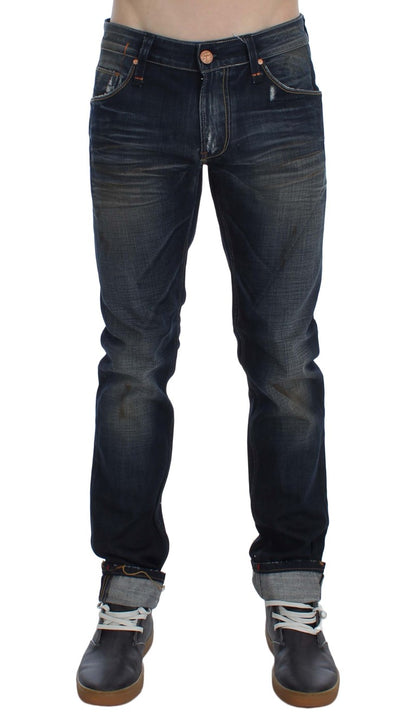 Blue Wash Cotton Denim Slim Fit Jeans