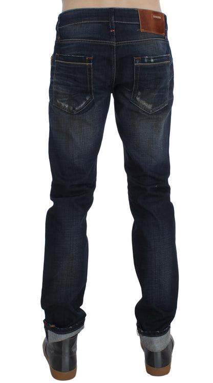 Blue Wash Cotton Denim Slim Fit Jeans