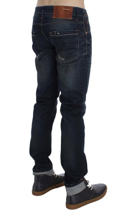 Blue Wash Cotton Denim Slim Fit Jeans