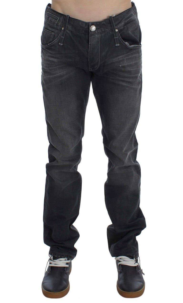 Gray Cotton Regular Low Fit Jeans