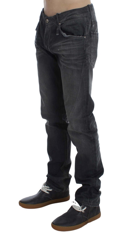 Gray Cotton Regular Low Fit Jeans