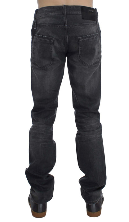 Gray Cotton Regular Low Fit Jeans