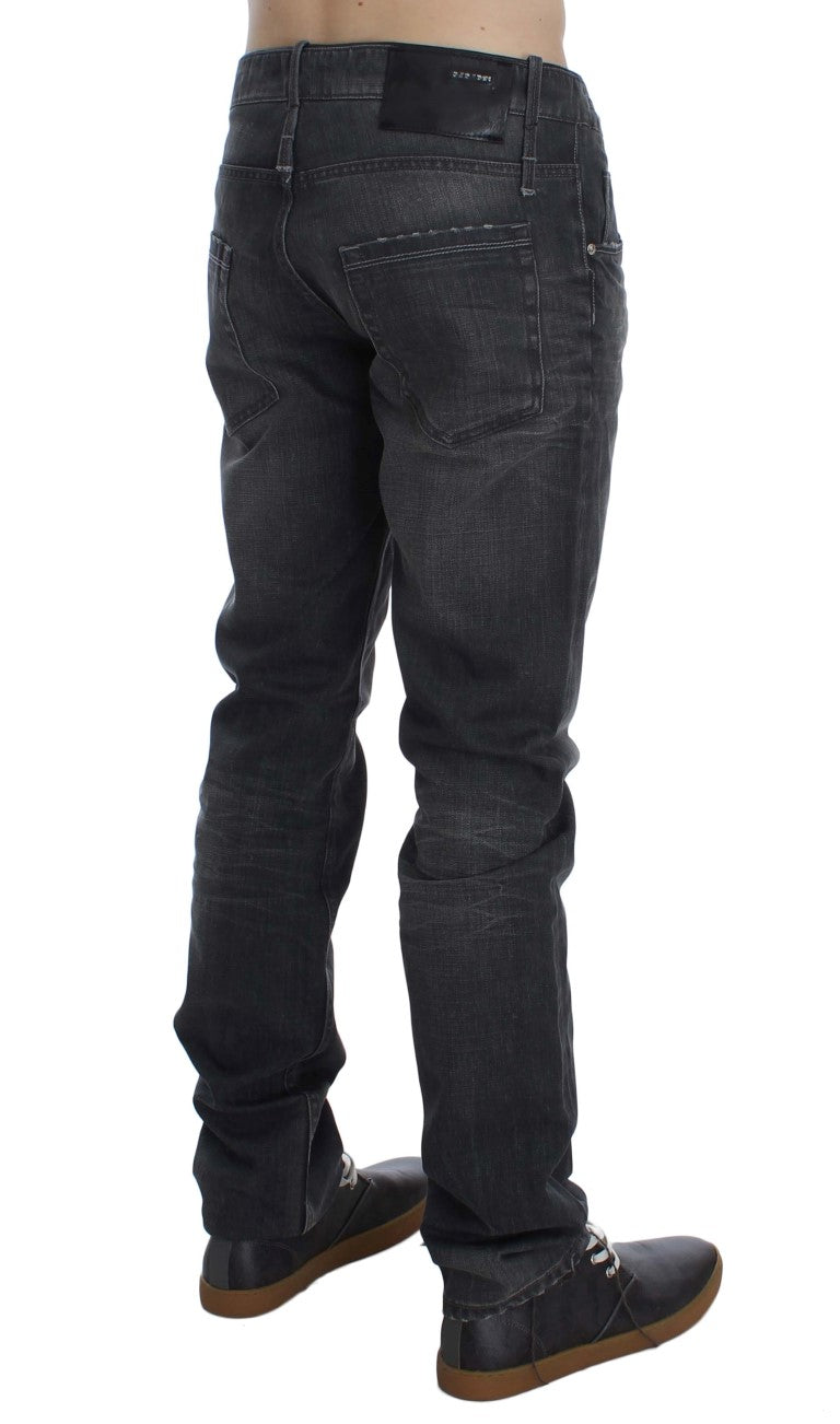 Gray Cotton Regular Low Fit Jeans