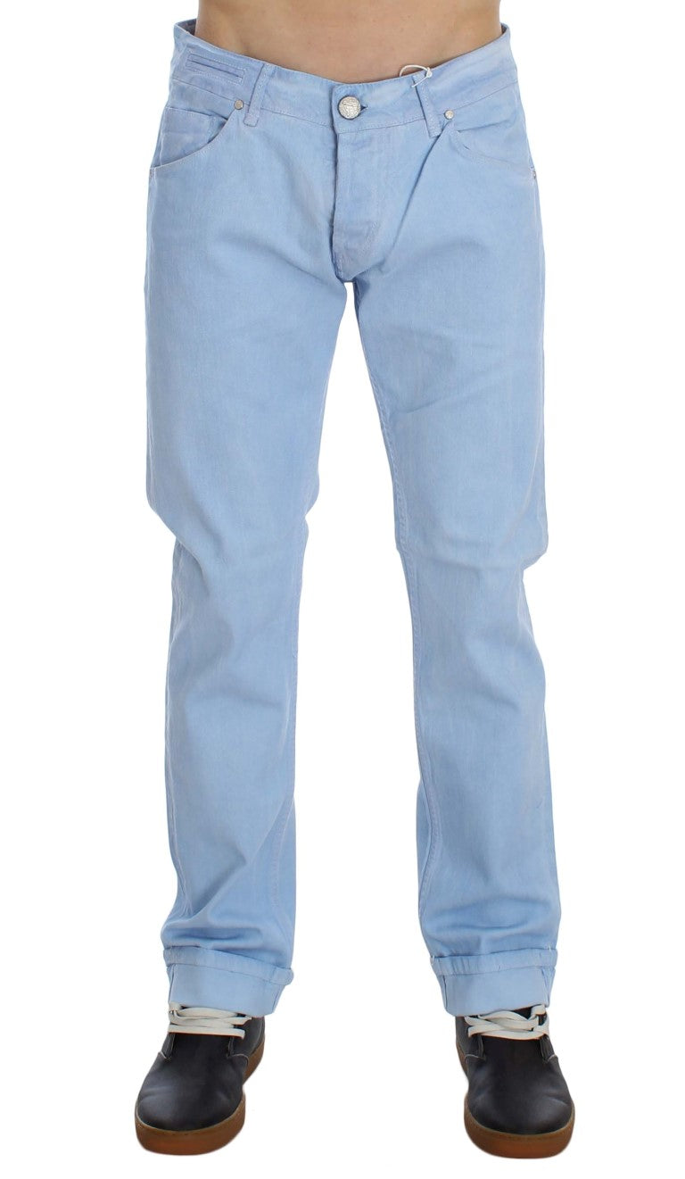 Blue Cotton Stretch Low Waist Fit Jeans