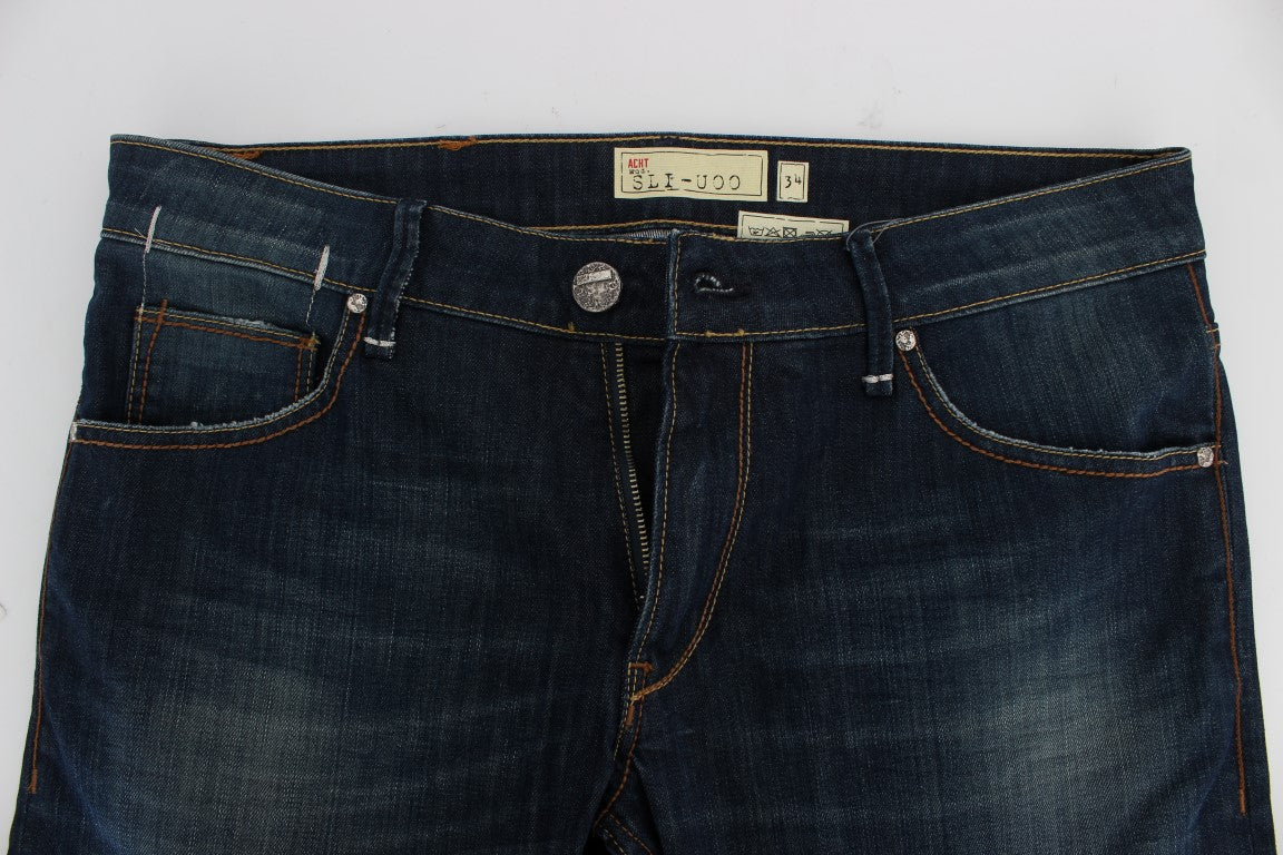 Blue Wash Cotton Stretch Slim Skinny Fit Jeans