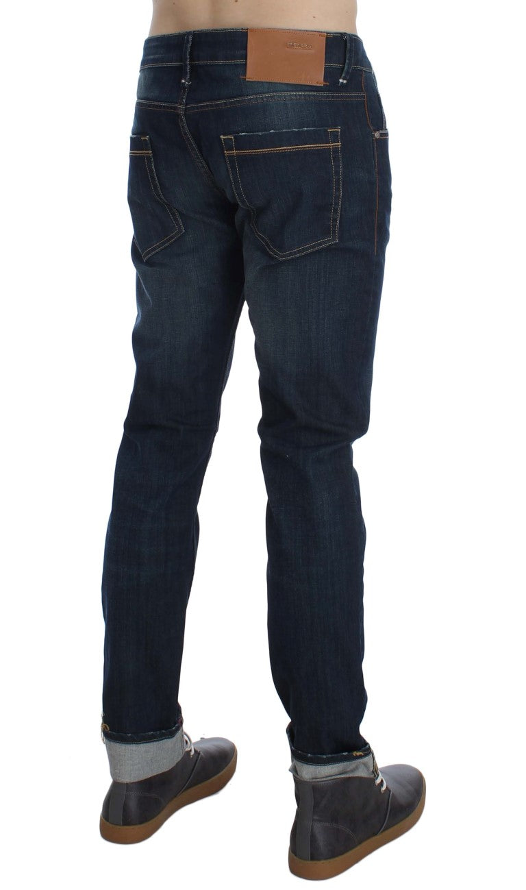 Blue Wash Cotton Stretch Slim Skinny Fit Jeans