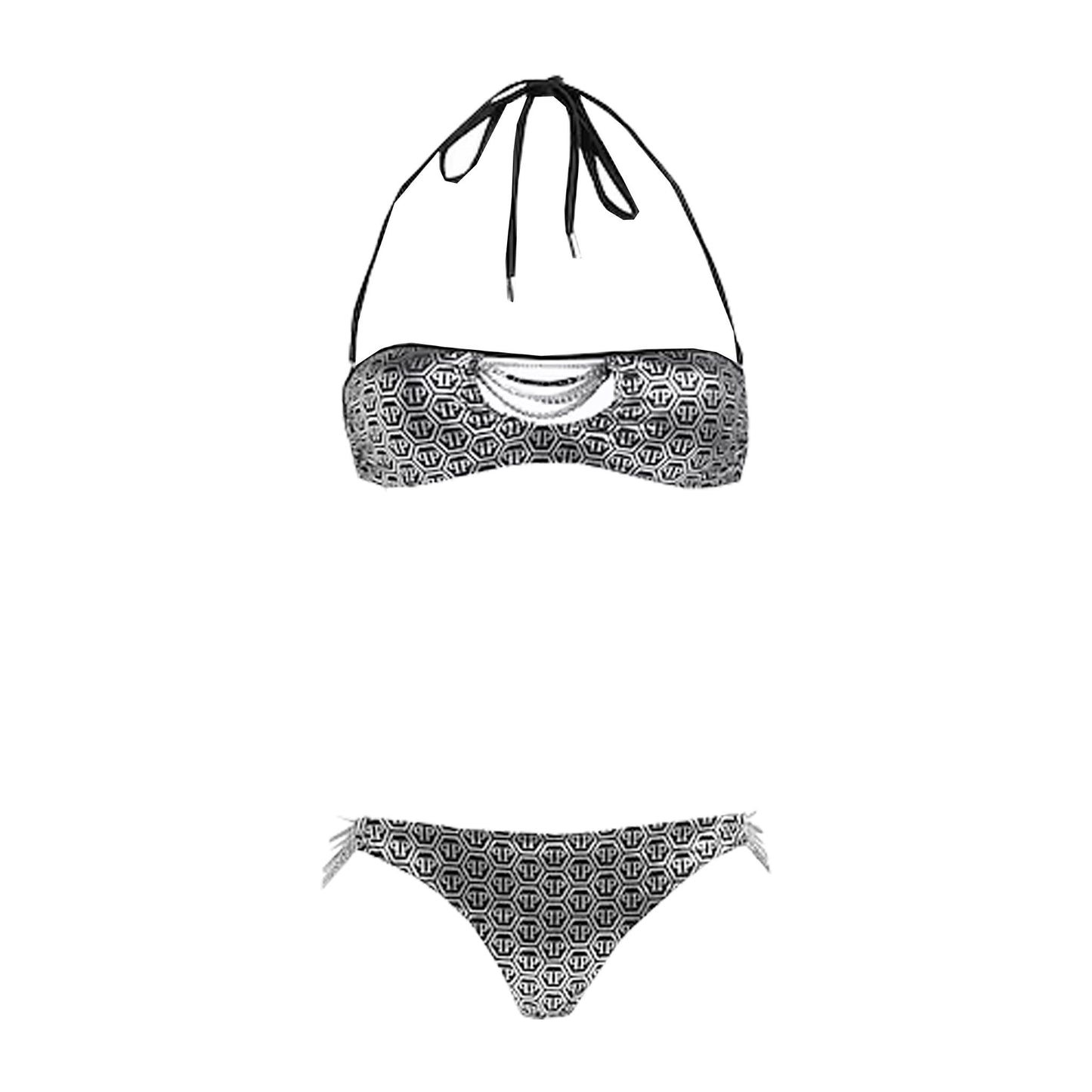 Bandeau Bikini in Grey with Lurex Effect