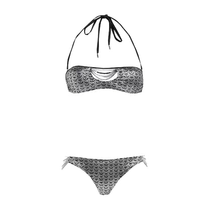 Bandeau Bikini in Grey with Lurex Effect