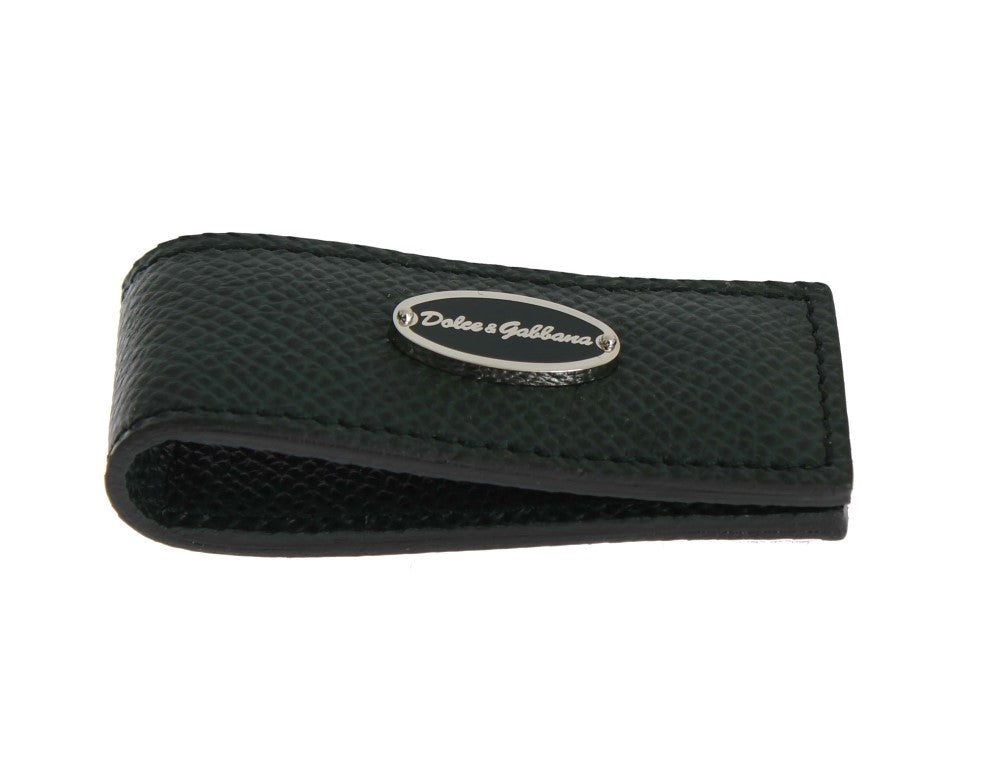 Green Leather Magnet Money Clip
