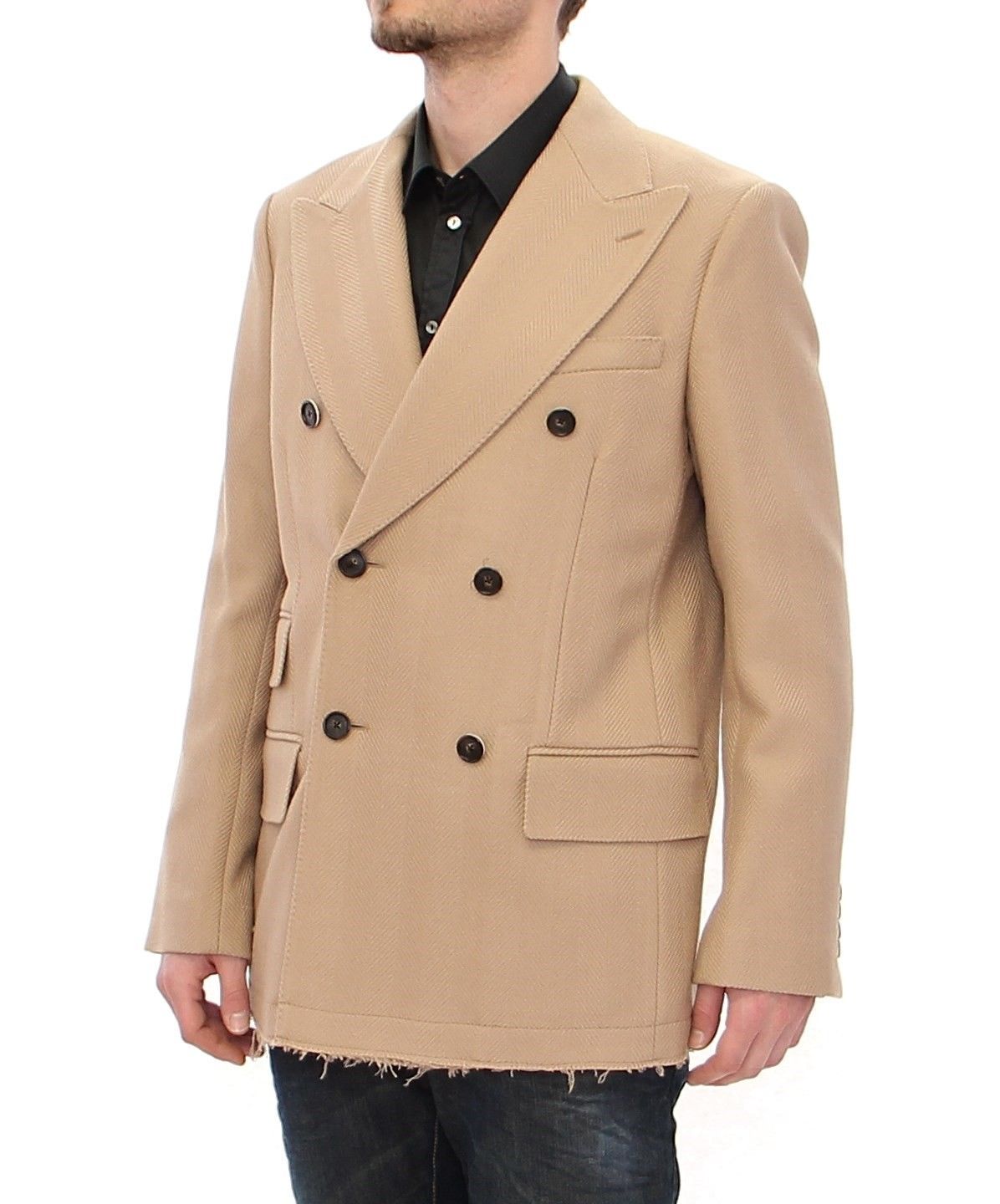 Beige Double Breasted Coat Jacket