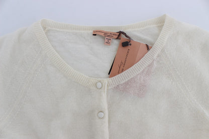 White Wool Blend Sweater Cardigan
