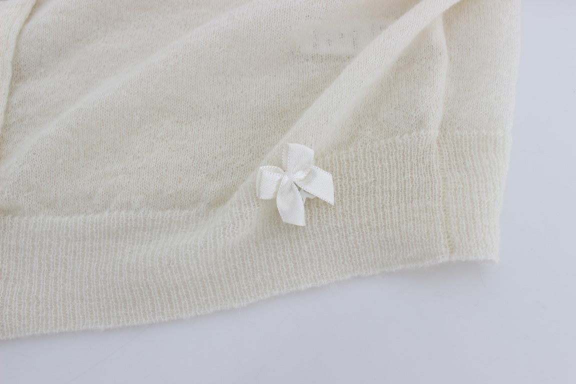 White Wool Blend Sweater Cardigan