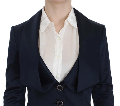 Blue Three Button Single Breasted Blazer Jacket