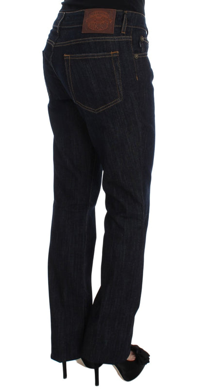 Blue Cotton Straight Fit Stretch Jeans